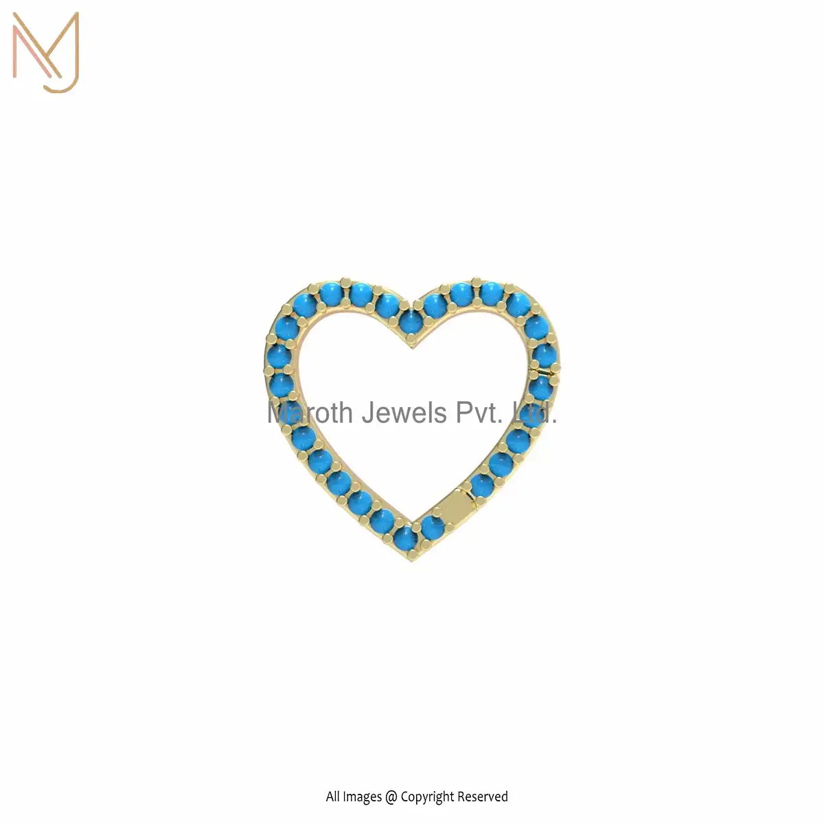 925 Silver Yellow Gold Plated Turquoise Gemstone Heart Enhancer Jewelry USA