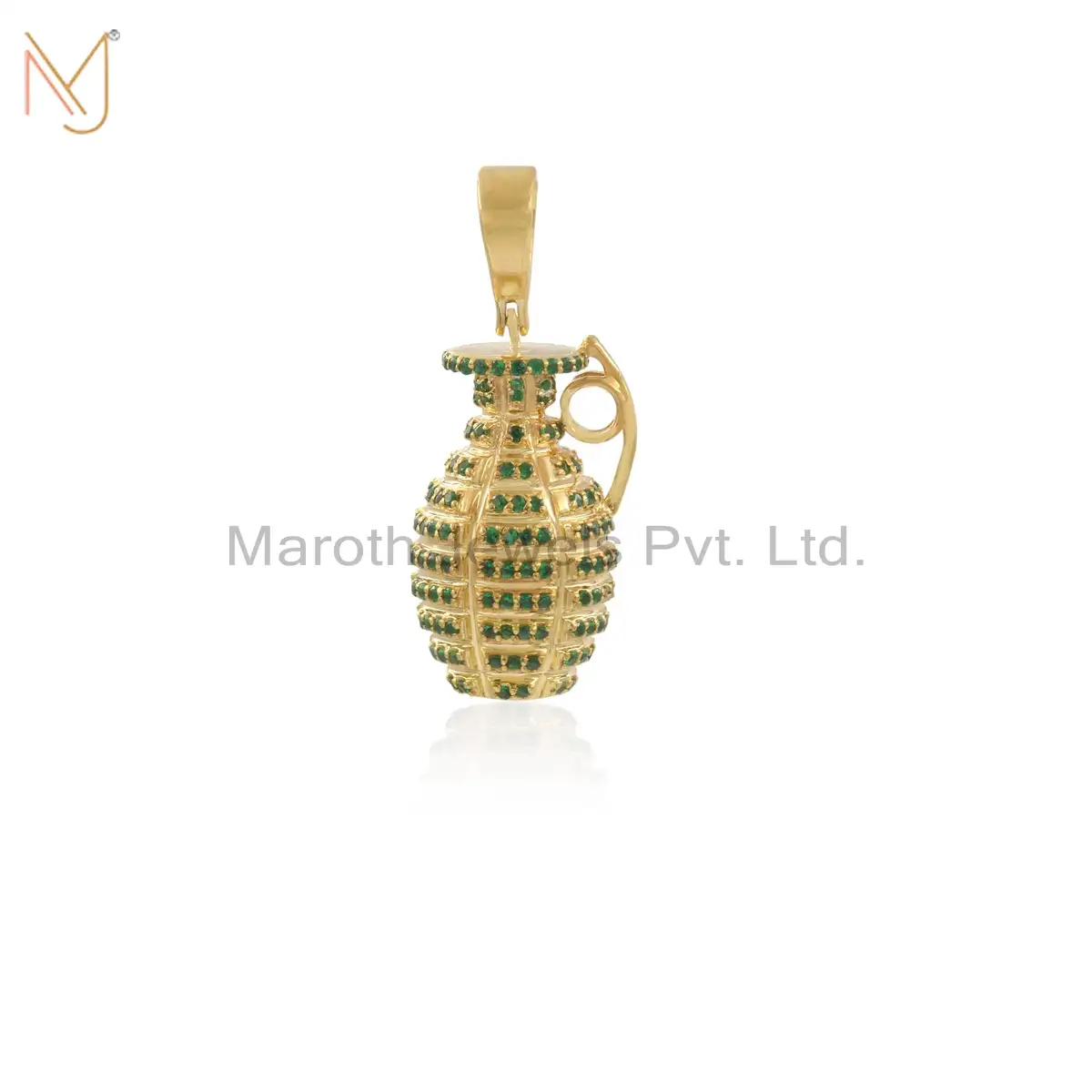 Wholesale 14K Yellow Gold Emerald Grenade Pendant Jewelry