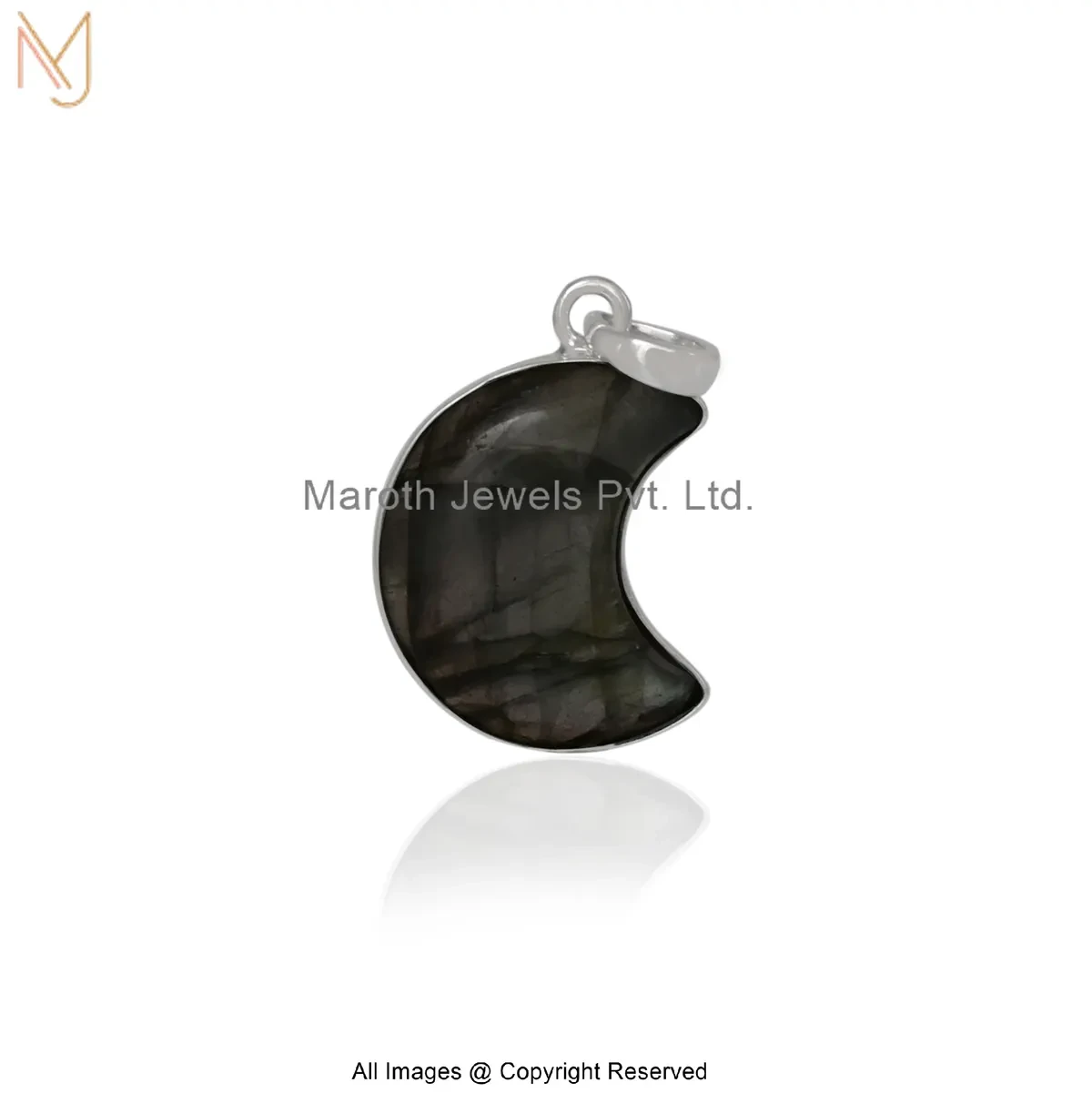 14K Yellow Gold Black Onyx Crescent Half Moon Pendant Jewelry Supplier
