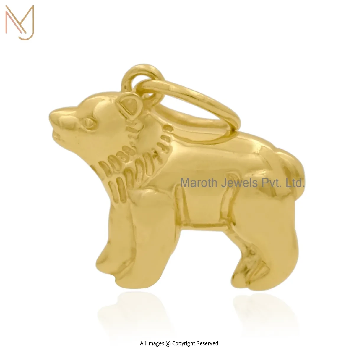 14K Yellow Gold Bear Charm Pendant Manufacturer