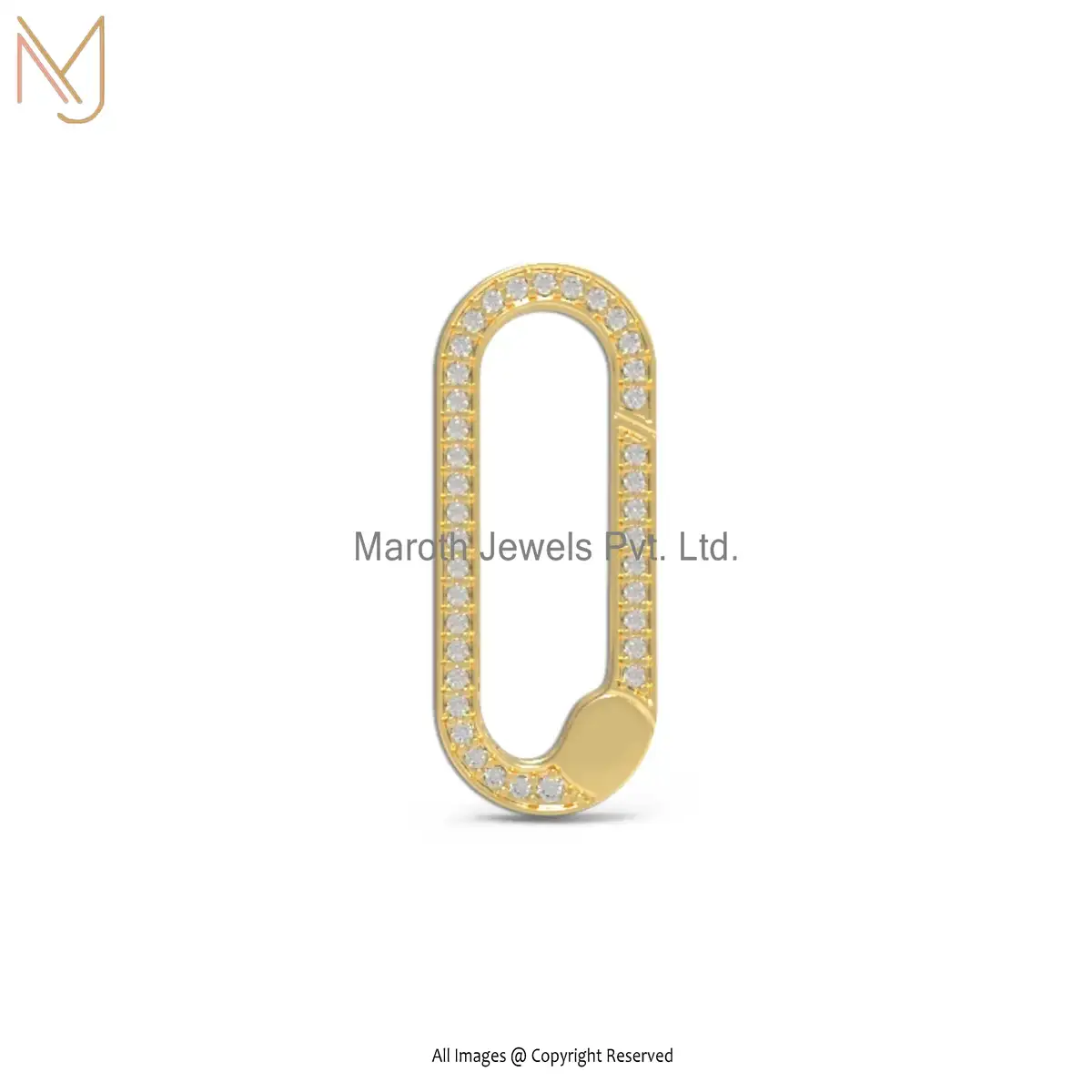 14K Yellow Gold Diamond Oval Enhancer Push Lock Pendant Manufacturer