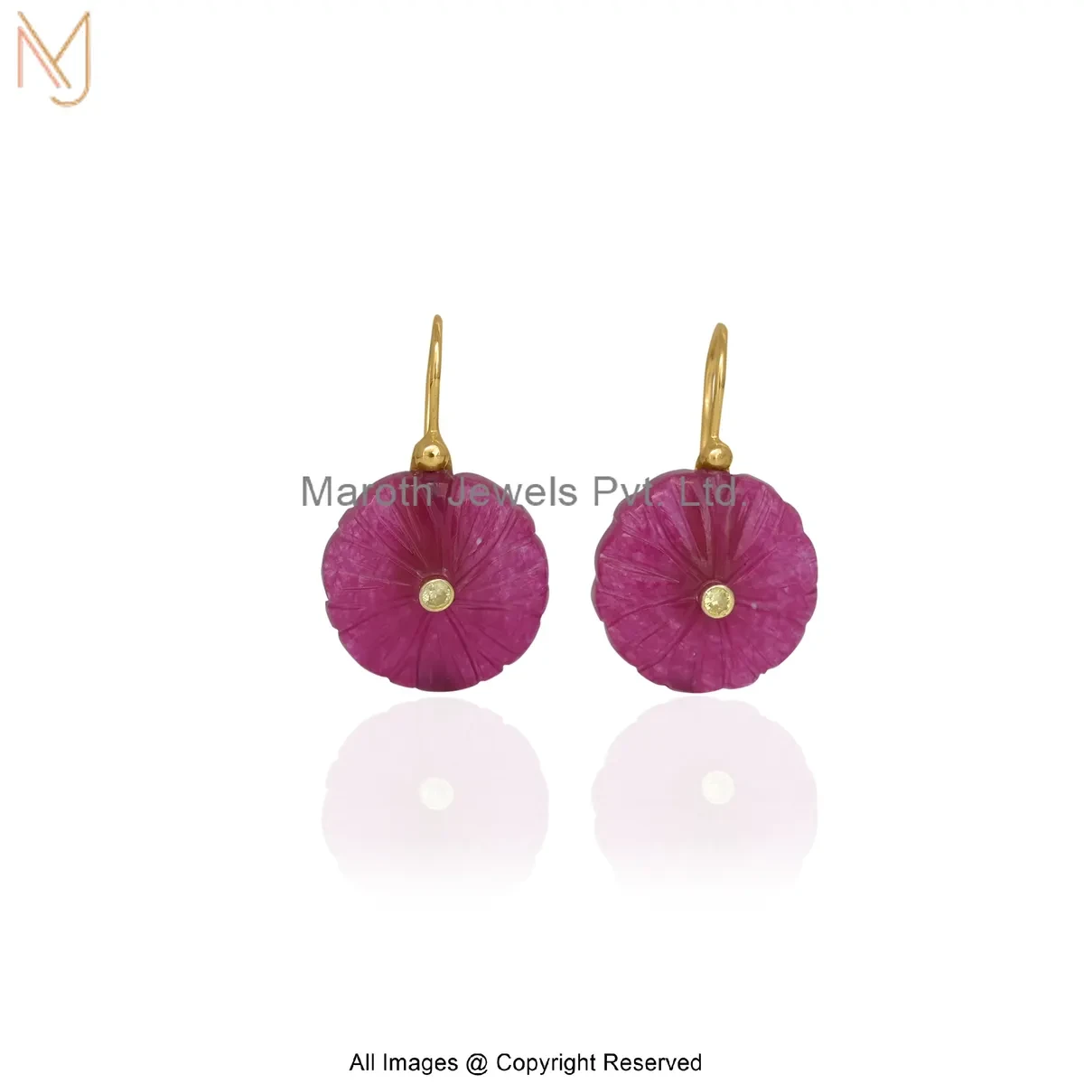 925 Silver Yellow Gold Plated Cubic Zircon Gemstone Flower Drop Earring Custom Jewelry