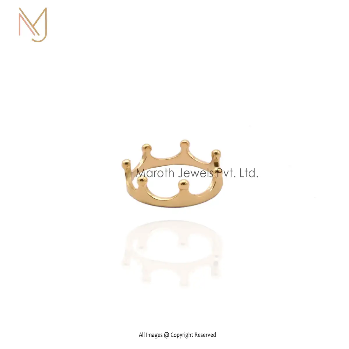 14K Yellow Gold Designer Crown Ring Manufacturer