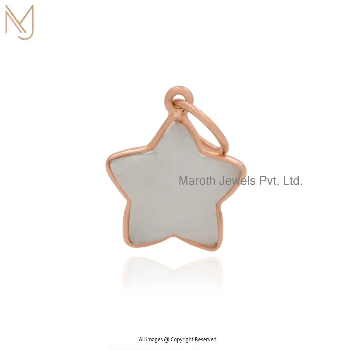 14K Rose Gold Moonstone Star Pendant Jewelry Supplier