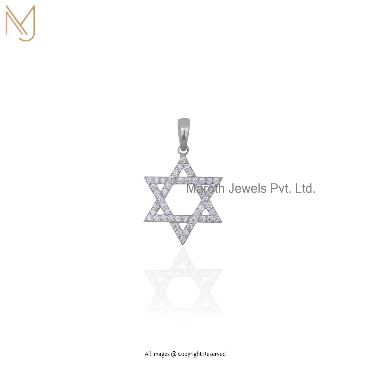 14K White Gold Cubic Zircon Star Pendant Manuafcturer