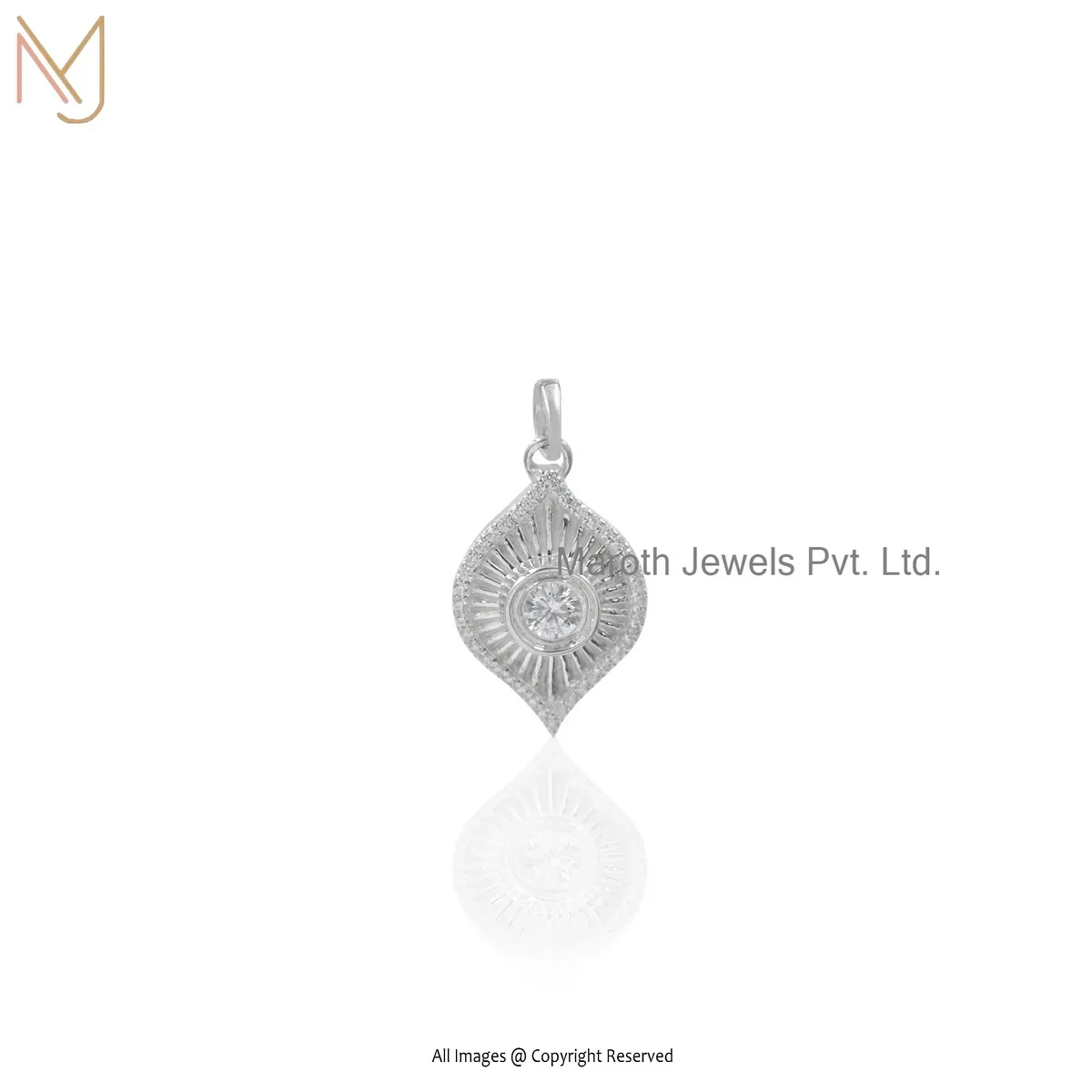 14K Yellow Gold Moissanite Evil Eye Pendant Jewelry Supplier