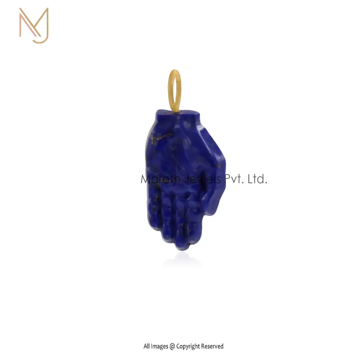 14K Yellow Gold Lapiz Lazuli Figa Pendant Jewelry Manufacturer