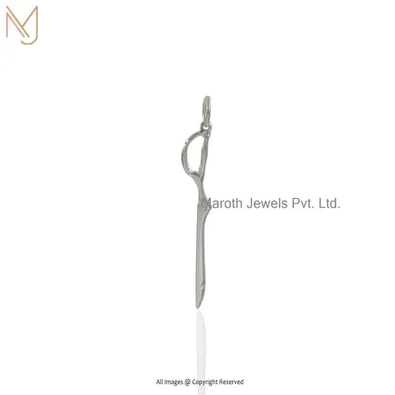 14K White Gold Scissor Blade Pendant Custom Jewelry