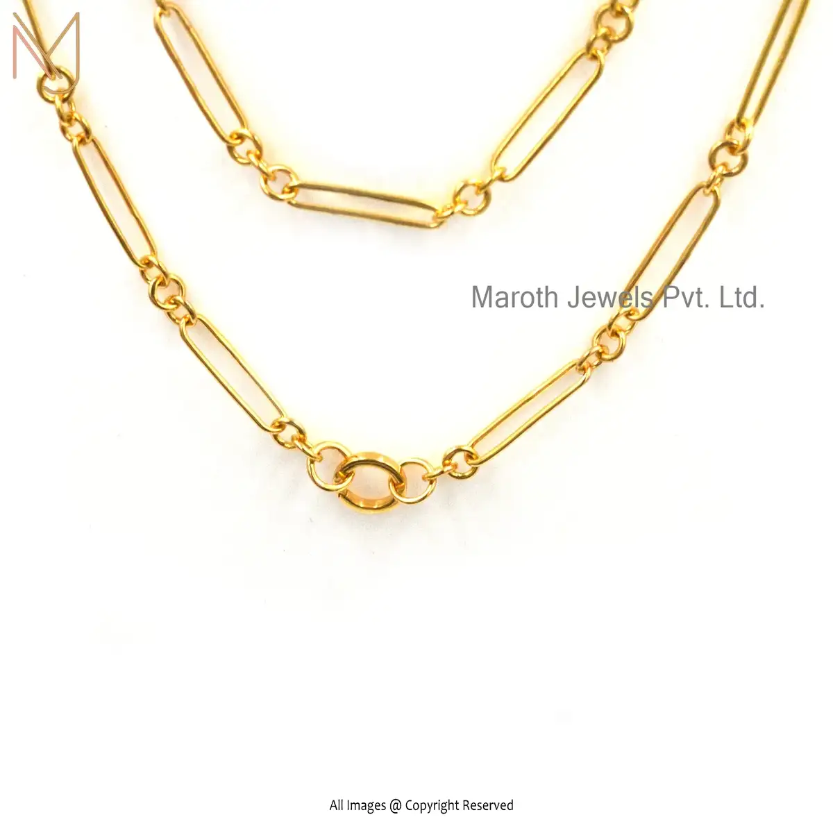 Private Label 14K Yellow Gold Mixed Link Chain Necklace Jewelry