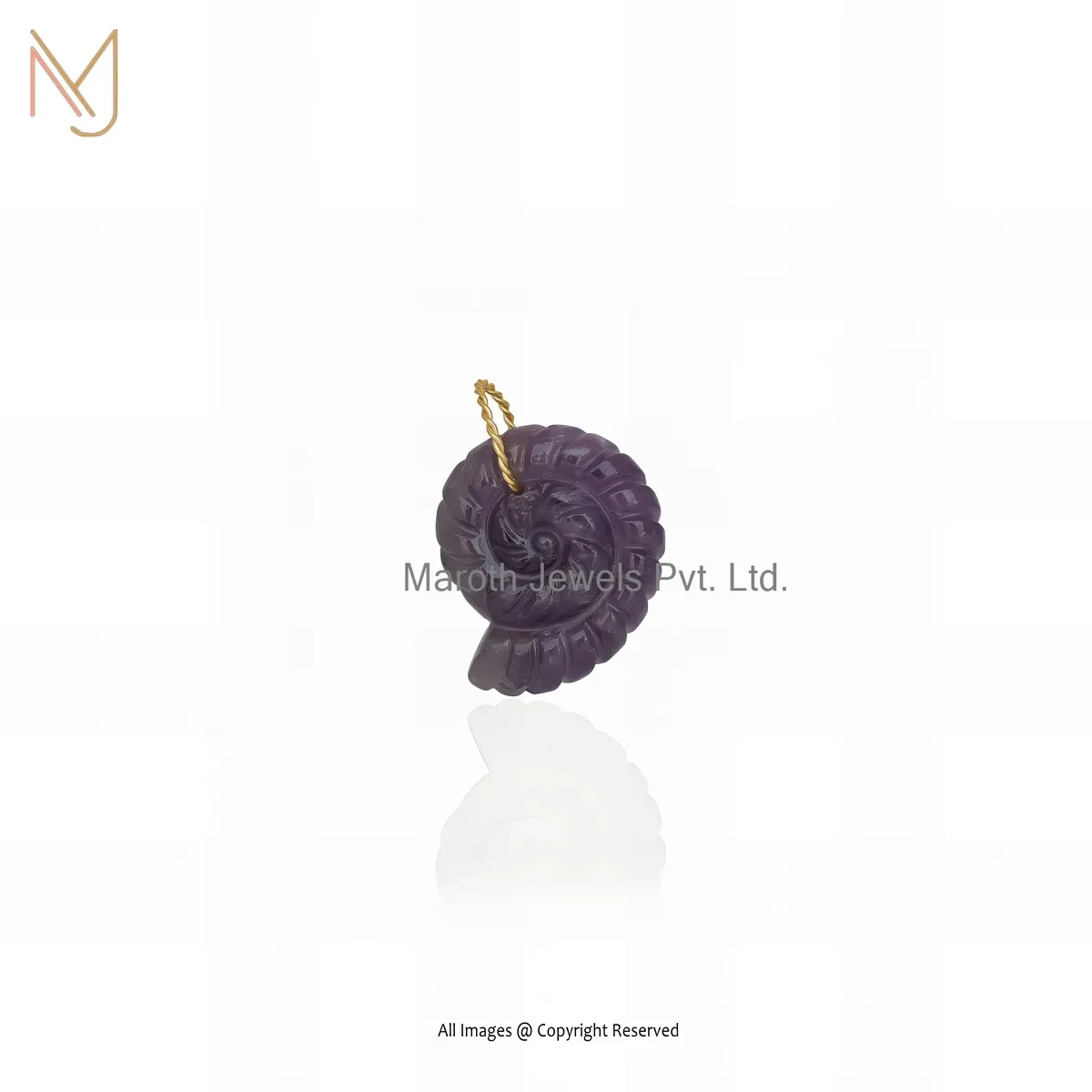 14K Yellow Gold Amethyst Gemstone Designer Shell Pendant Jewelry Supplier