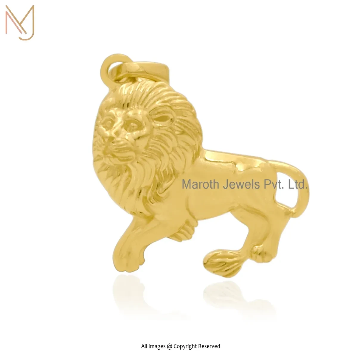 925 Silver Yellow Gold Plated Lion Charm Pendant Manufacturer