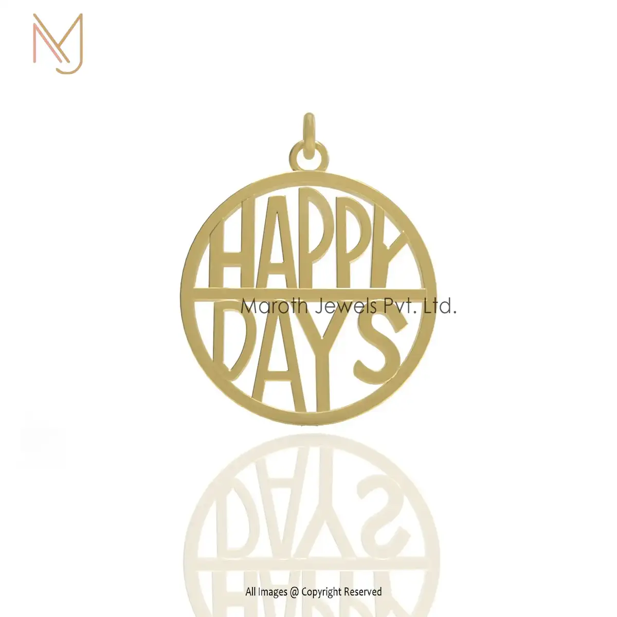 14K Yellow Gold Letter Happy Days Monogram Pendant Jewelry Manufacturer