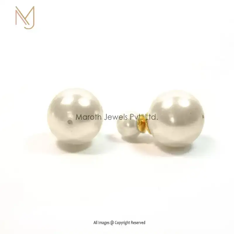 14k Yellow Gold Pearl Stud Earring Manufacturer