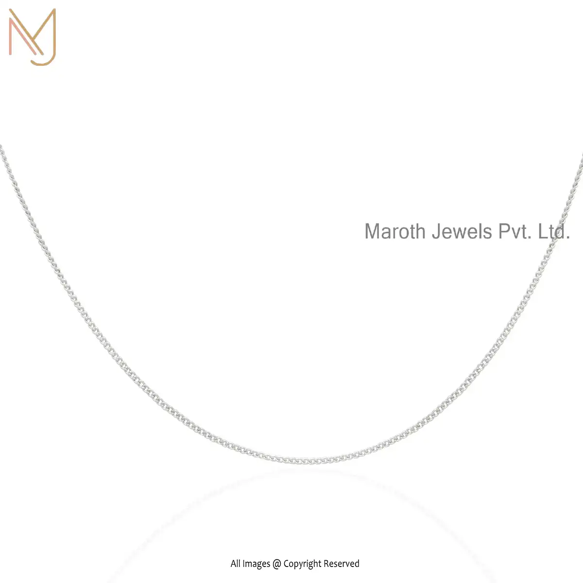 14K White Gold Chain With Round Lock Necklace Jewelry Manufacturer