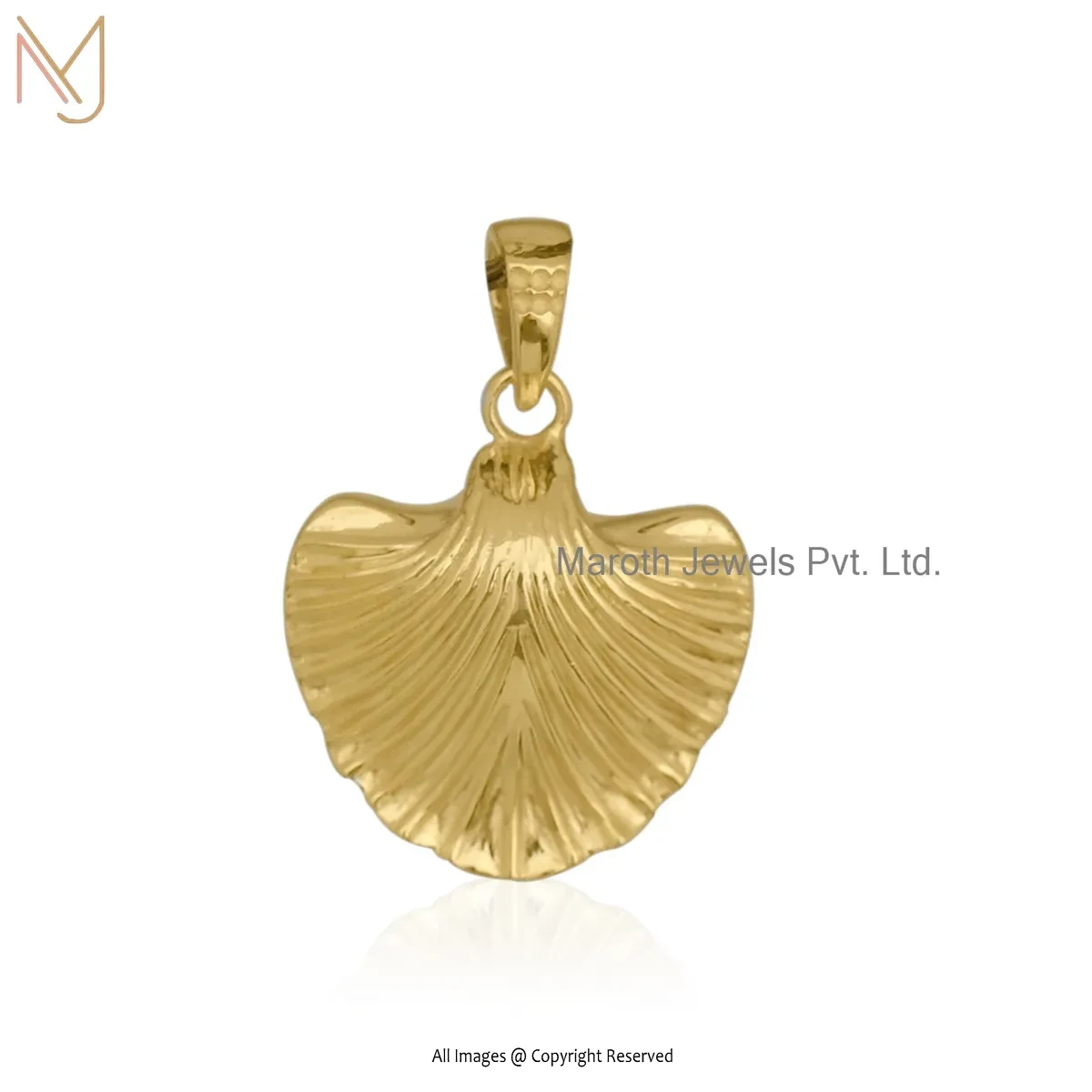 14K Yellow Gold Sea Shell Pendant Jewelry Supplier