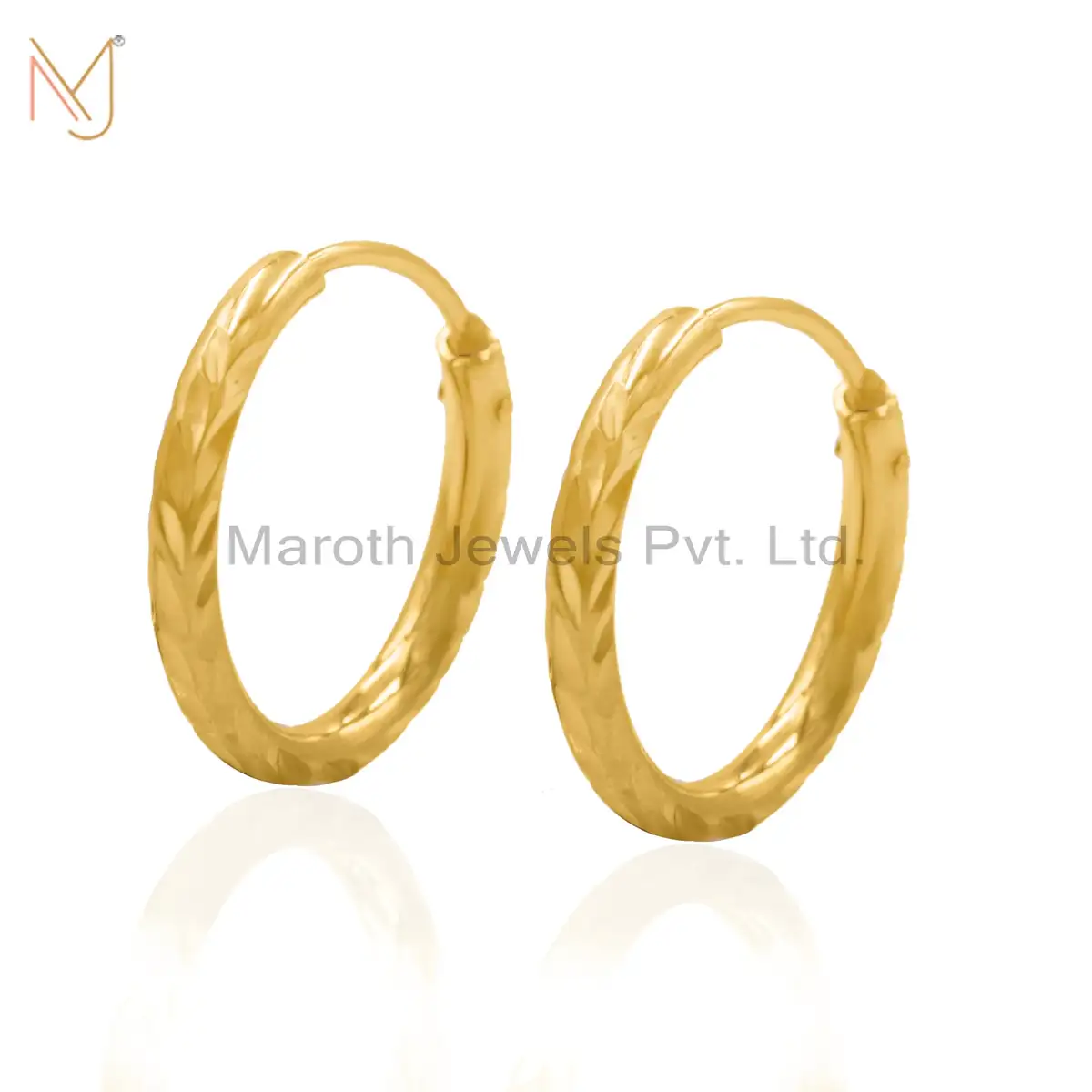925 Sterling Silver Yellow Gold Plated Hoop Earrings Jewelry Manufacturer
