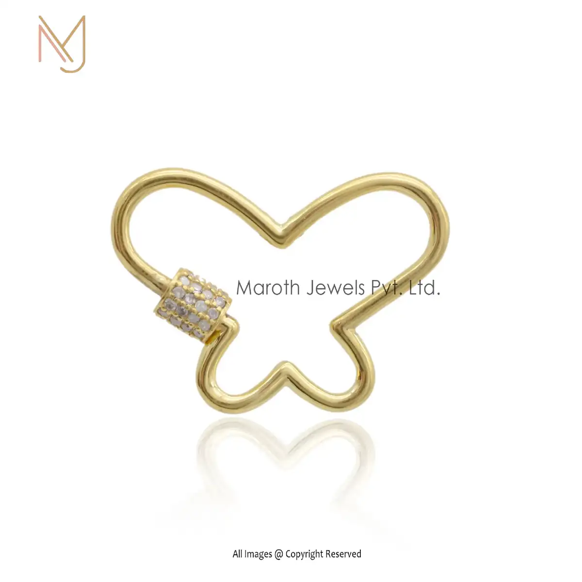 14K Yellow Gold Butterfly Carabiner Lock Jewelry Supplier