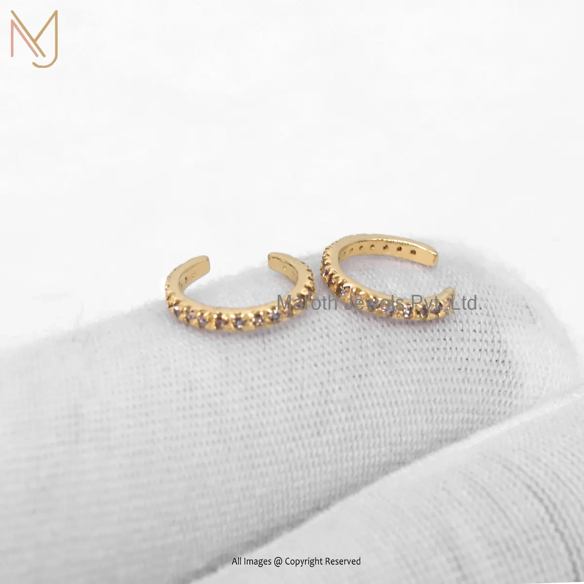 925 Silver White Gold Plated Pave Diamond Ear Cuff Huggie Earring Custom Jewelry