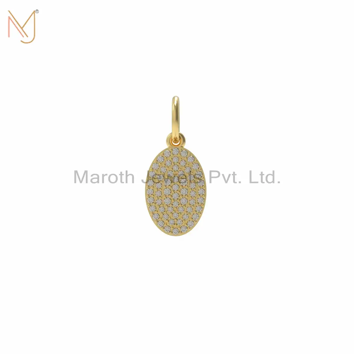 Wholesale 14K Yellow Gold Diamond Oval Design Pendant Jewelry