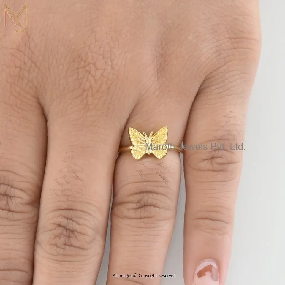 14K Yellow Gold Butterfly Ring Custom Jewelry