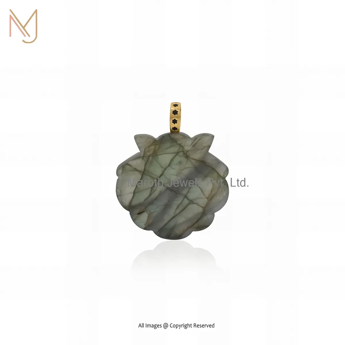 Wholesale 925 Silver Yellow Gold Plated Black Onxy & Black Enamel Shell Pendant
