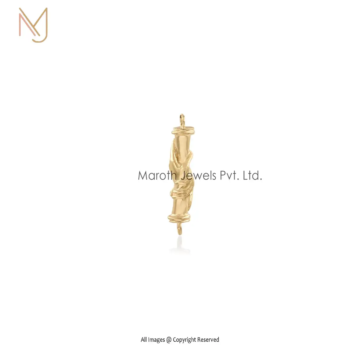 Wholesale 14K Yellow Gold Double Hand Charm Pendant Connected Hands Symbolic Design Protection Inspired Minimalist Jewelry