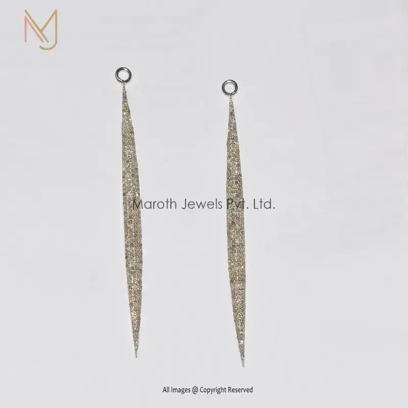 925 Silver Natural Silver Pave Diamond Dangle Designer Bar Earring Manufacturer