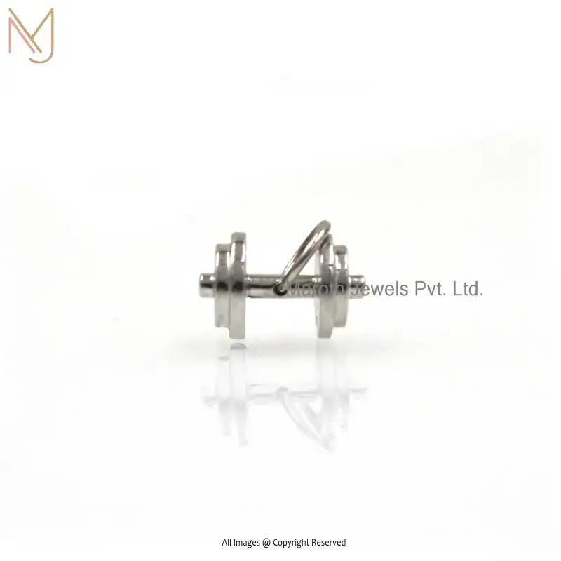 14K White Gold Bodybuilding Dumbbell Pendant Manufacturer