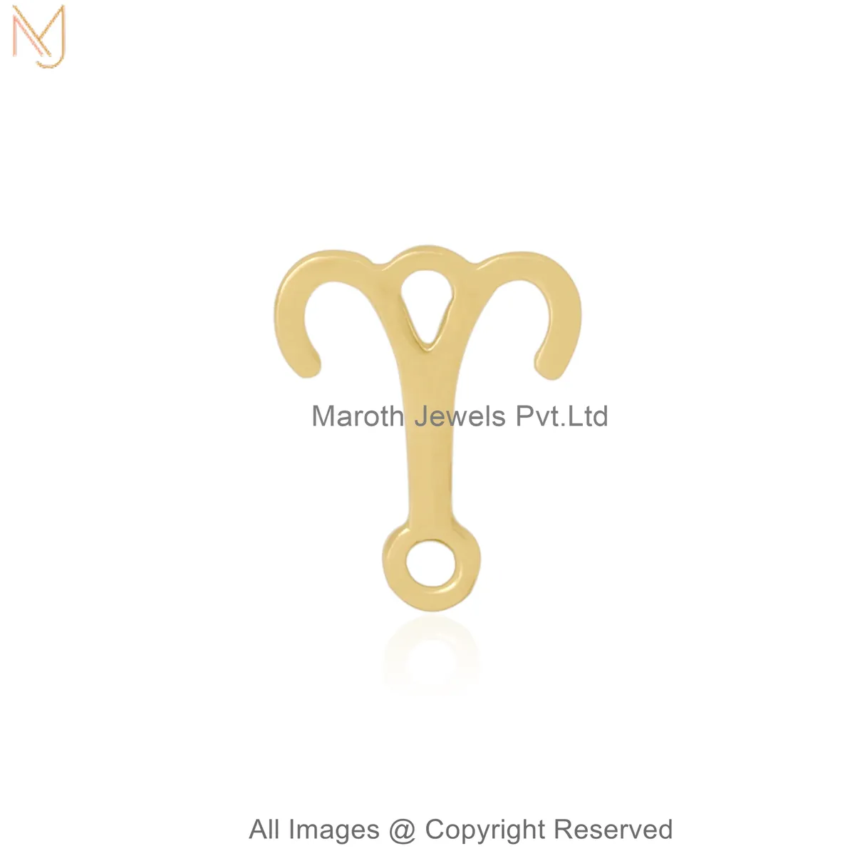 Private Lable 925 Sterling Silver Yellow Gold Plated Aries Zodiac Pendant | Minimalist Astrology Jewelry