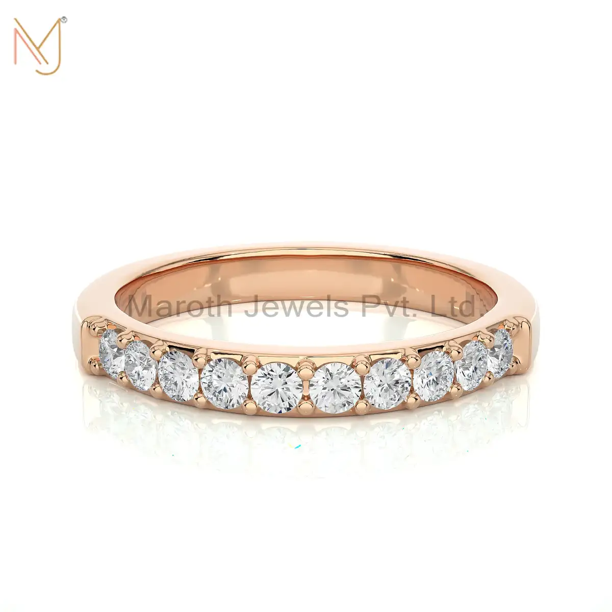 925 Silver Yellow Gold Plated Moissanite And Diamond Band Ring Manufacturer