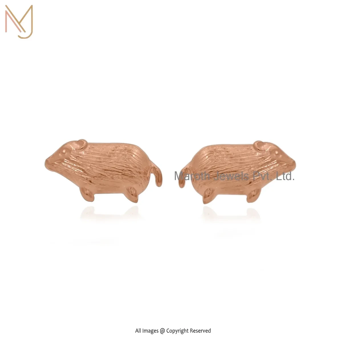 14K Rose Gold Capybara Studs Earring Manufacturer