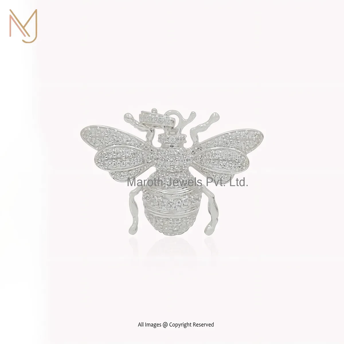 Private Lable 925 Silver Yellow Gold Plated Yellow Sapphire Honey Bee Charm Pendant
