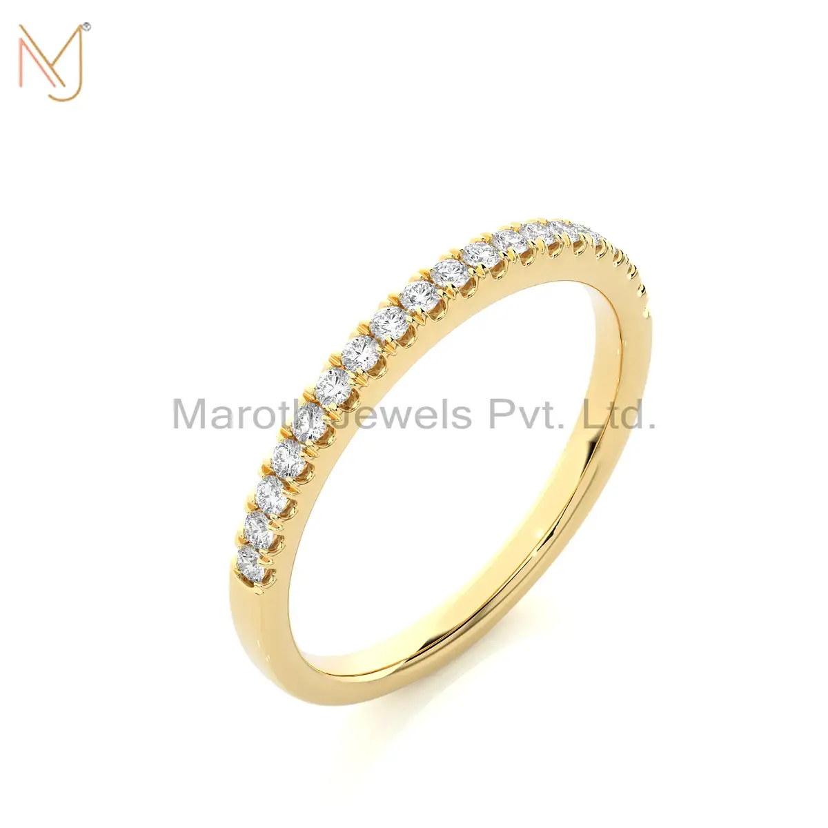 Wholesale 14K Yellow Gold Moissanite And Diamond Round Ring