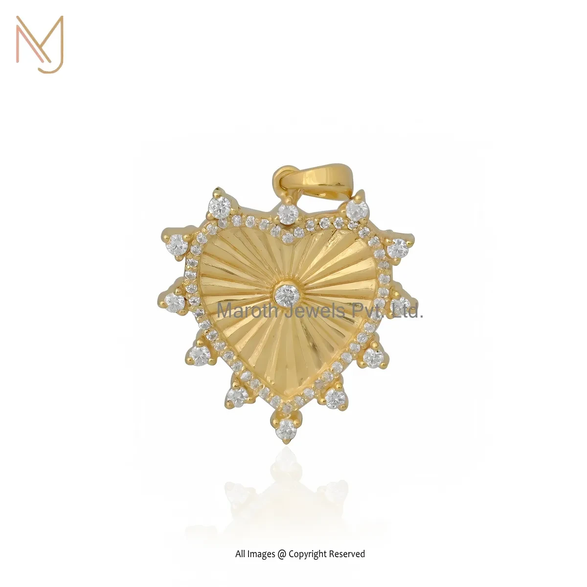 925 Silver Yellow Gold Plated Moissanite Heart Pendant Custom Jewelry