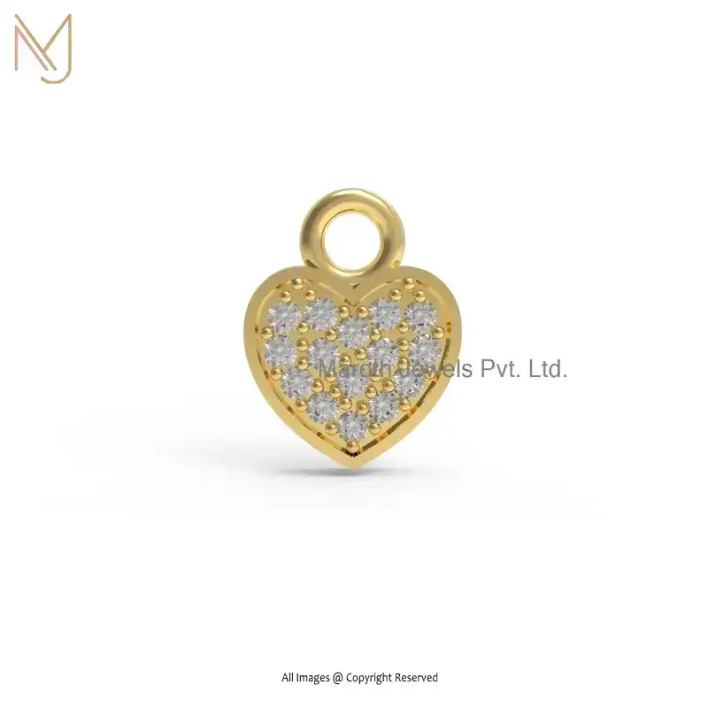 925 Silver Yellow Gold Plated Diamond Heart Desgin Pendant Jewelry Supplier
