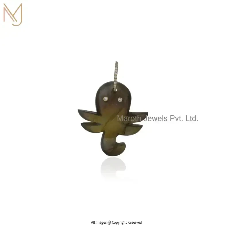 925 Silver Yellow Gold Plated Amethyst , Cubic Zircon Octopus Pendant Jewelry Supplier