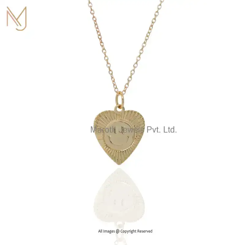 925 Silver Yellow Gold Plated Heart Shape Smiley Pendant Manufacturer