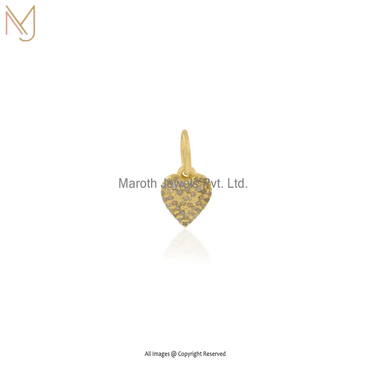 14K Yellow Gold Blue Sapphire Diamond Heart Charm Pendant Custom Jewelry