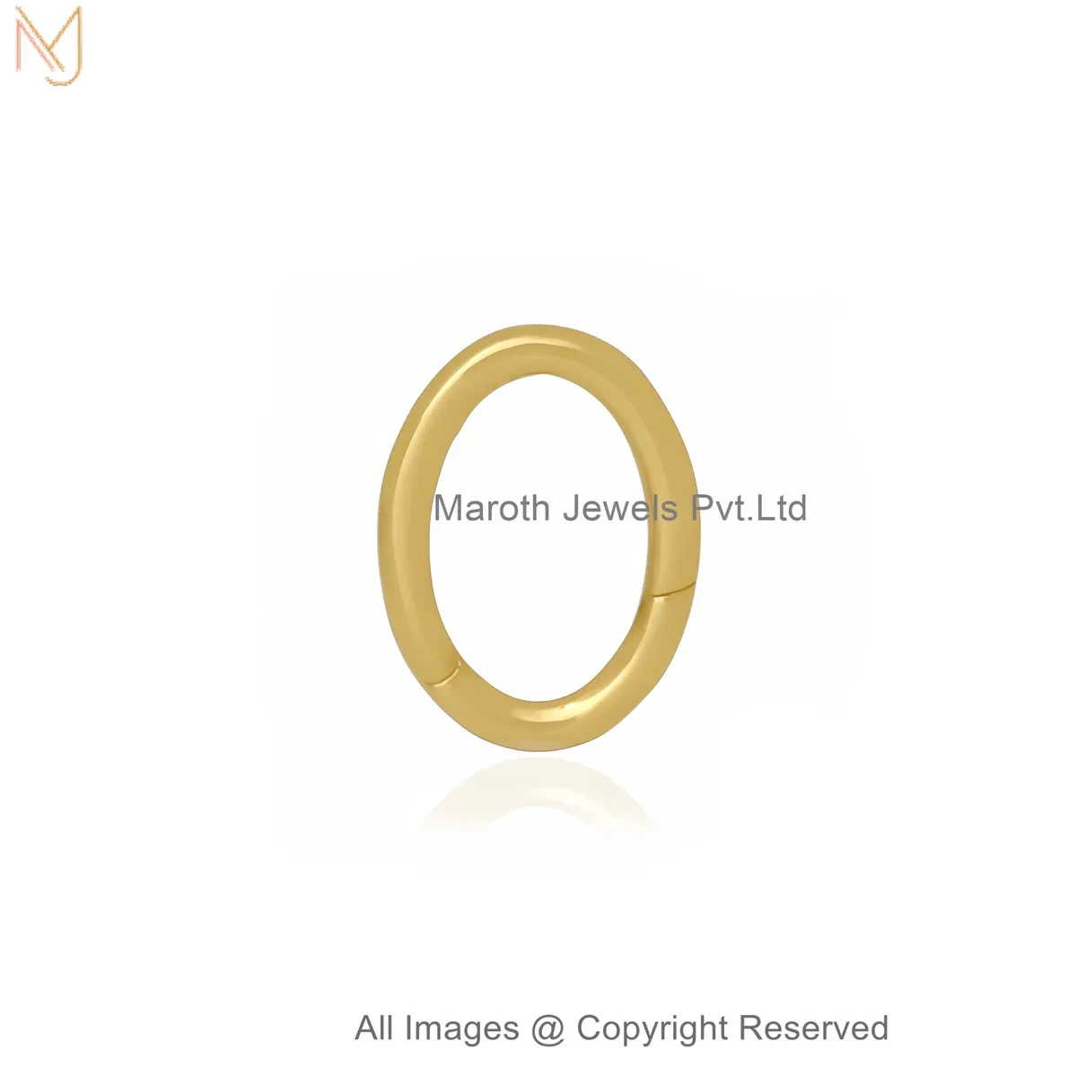 925 Silver Yellow Gold Plated Oval Shaped Charm Holder Jewelry Supplier