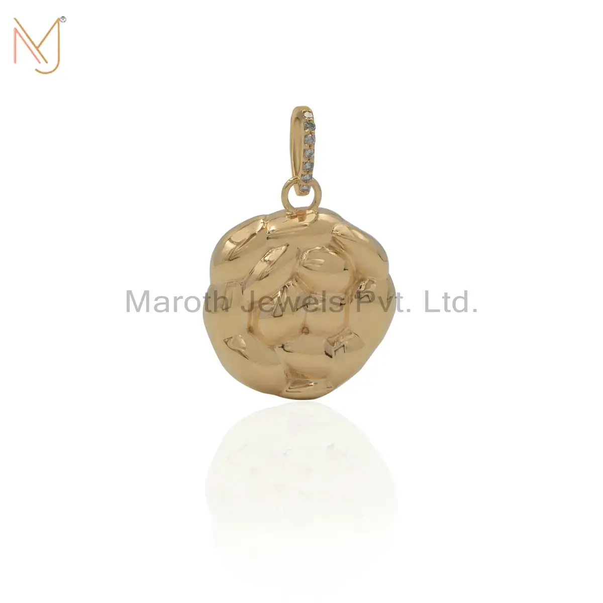 925 Silver Yellow Gold With GHVS Diamonds On The Bail Bread Pendant Hollow Custom Jewelry