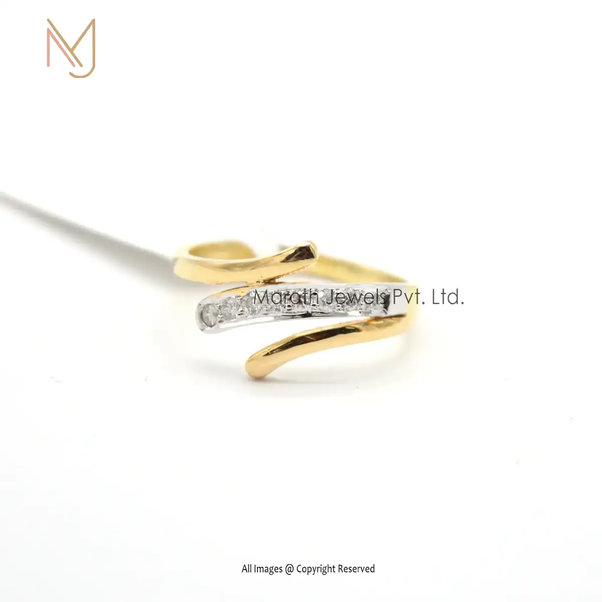 14K Yellow Gold & White Gold Cubic Zircon Ring Jewelry Manufacturer