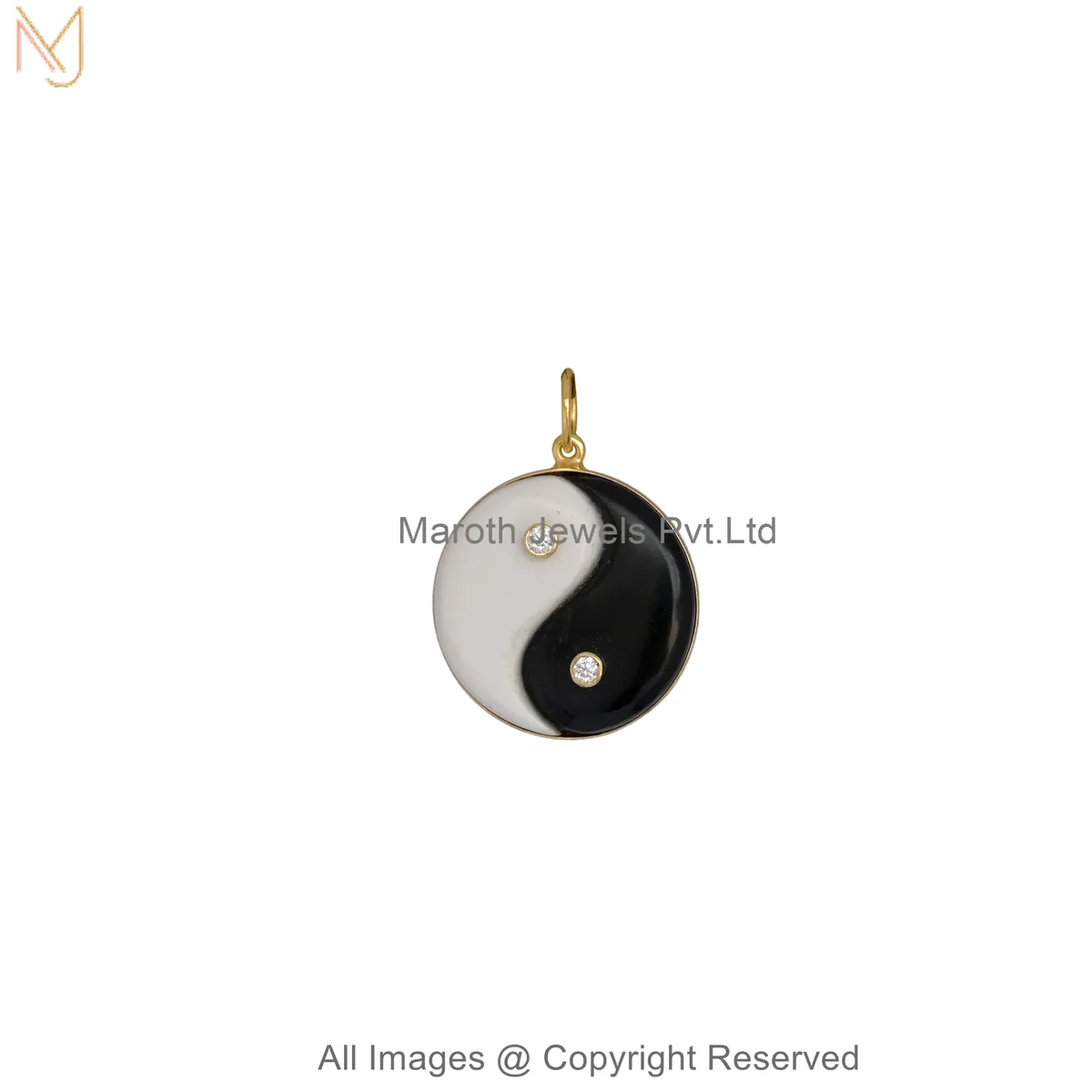925 Silver Yellow Gold Plated Moissanite Gemstone Yin Yang Pendant Jewelry Supplier