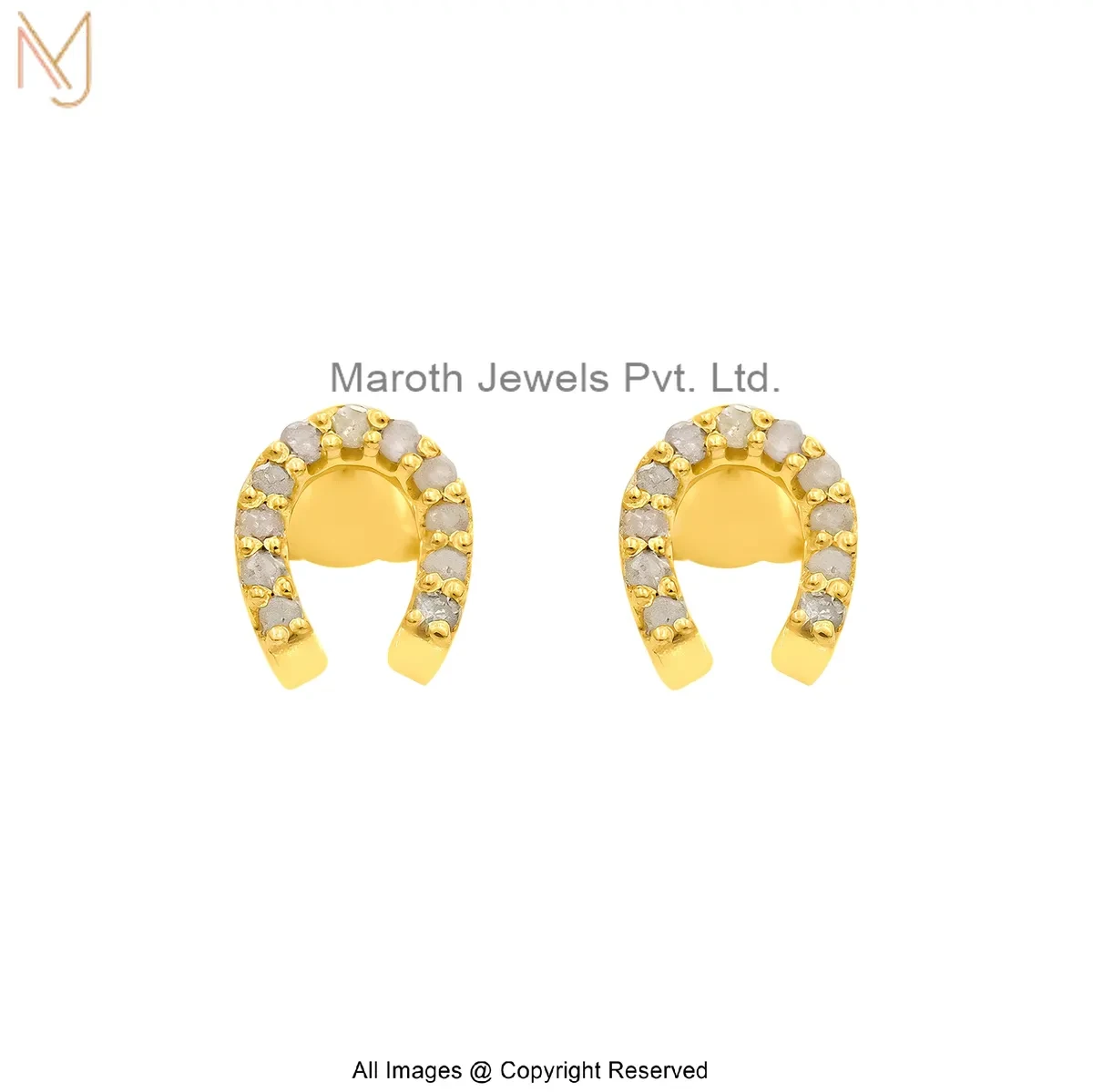 925 Silver Yellow Gold Plated Pave Diamond Horseshoe Stud Earring Manufacturer