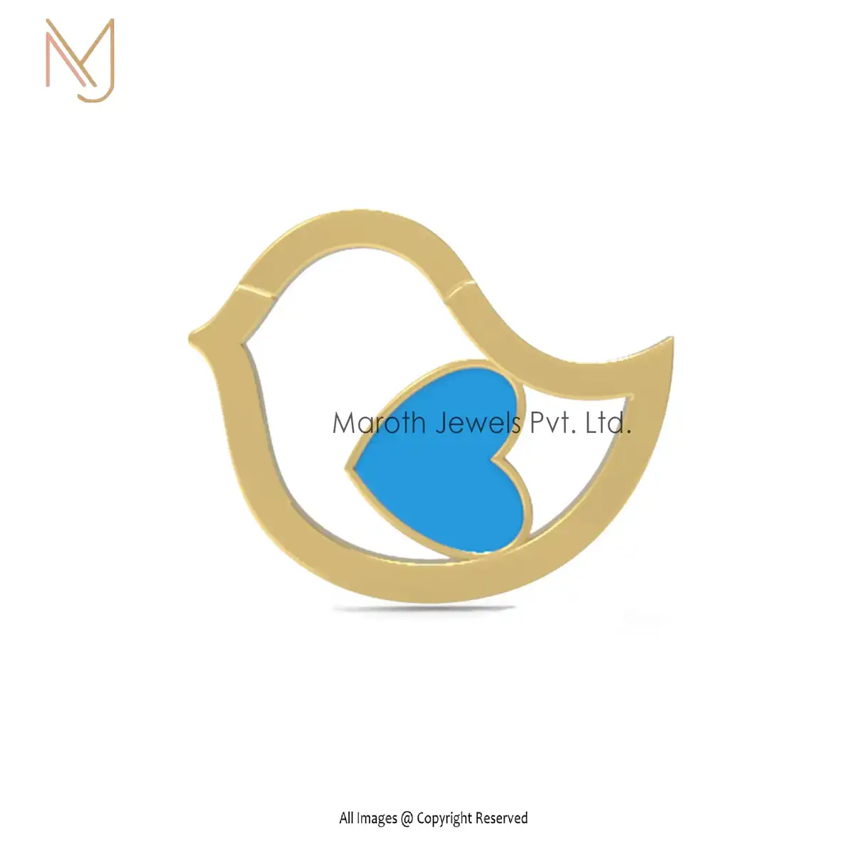 Wholesale 14K Yellow Gold Turquoise Enamel Bird Claps