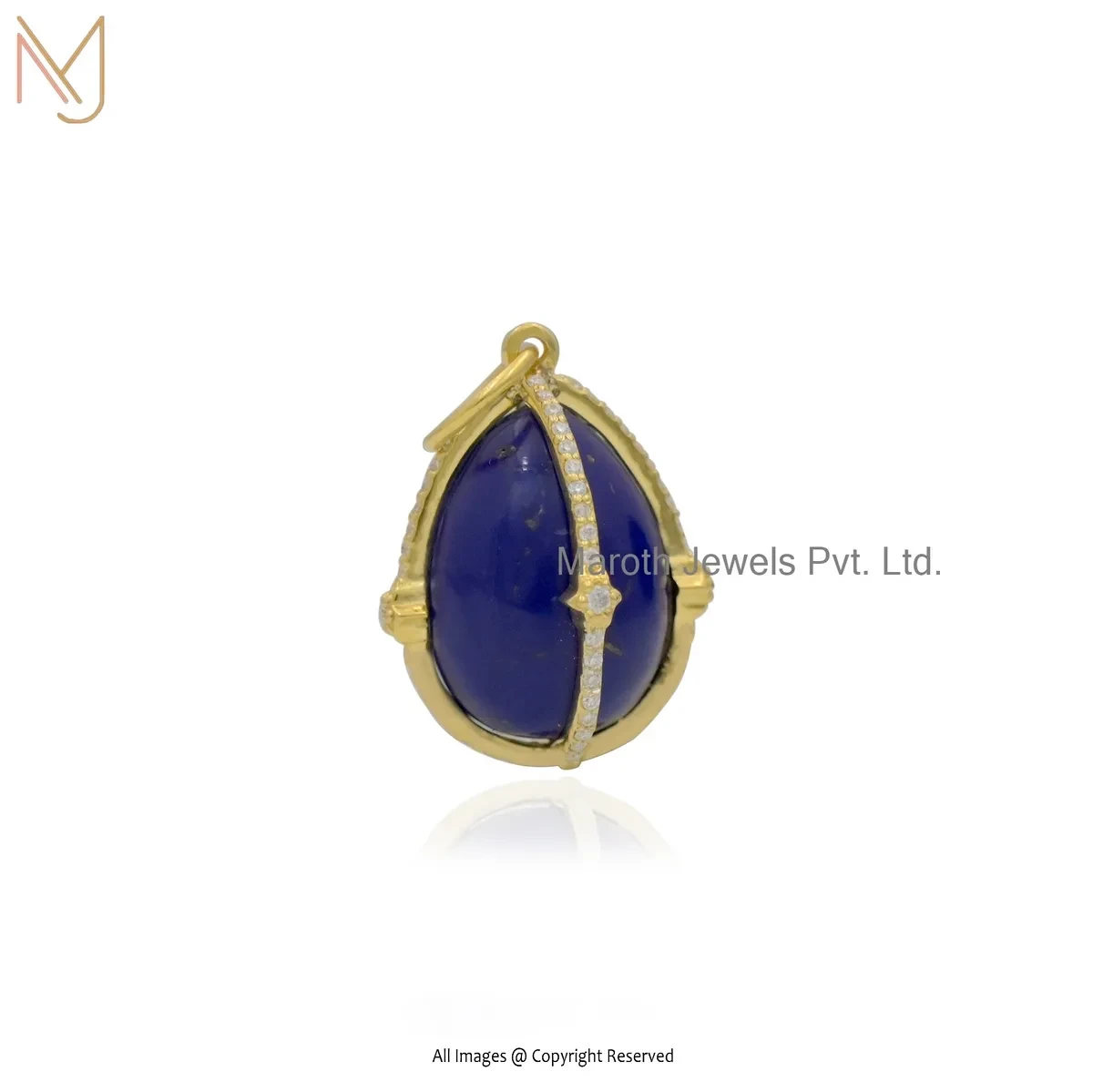 14K Yellow Gold Lapiz Lazuli Drop Pendant Jewelry Supplier