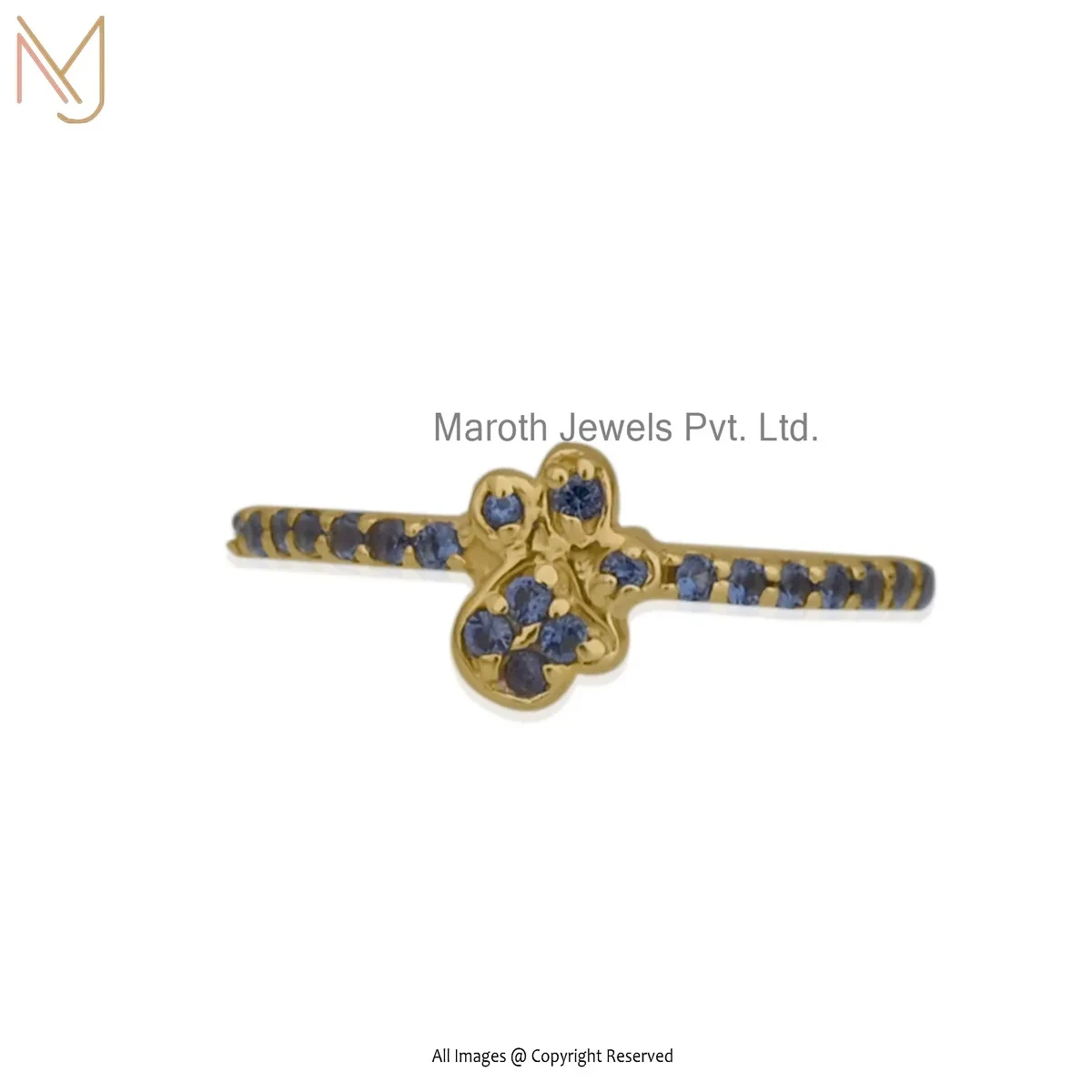 14K Yellow Gold Diamond & Moissanite Paw Print Ring Jewelry Supplier