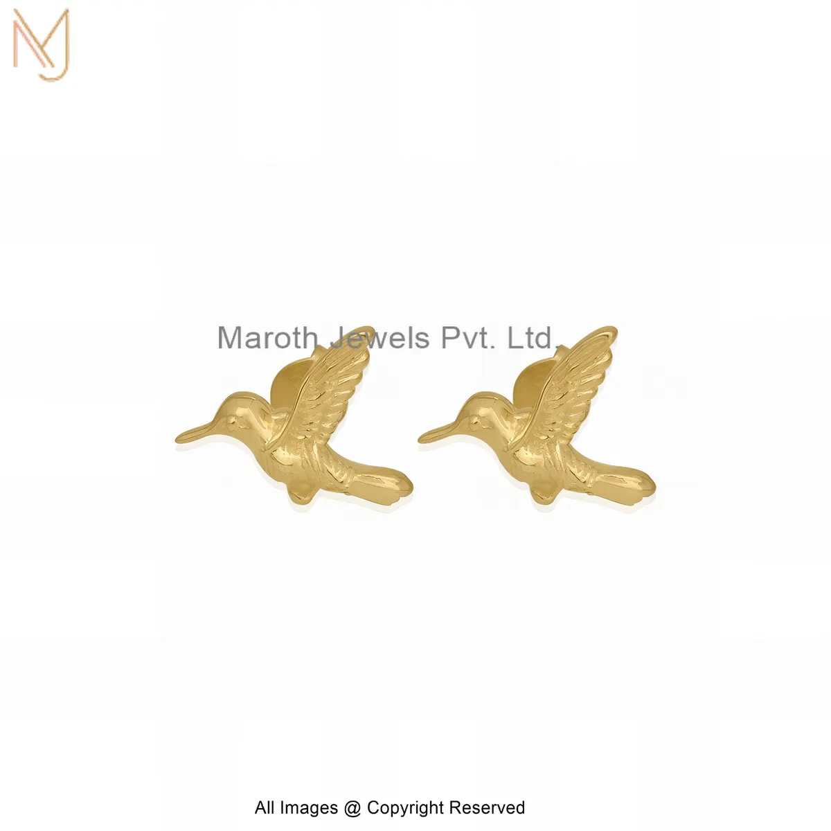 14K Yellow Gold Bird Stud Earring Manufacturer