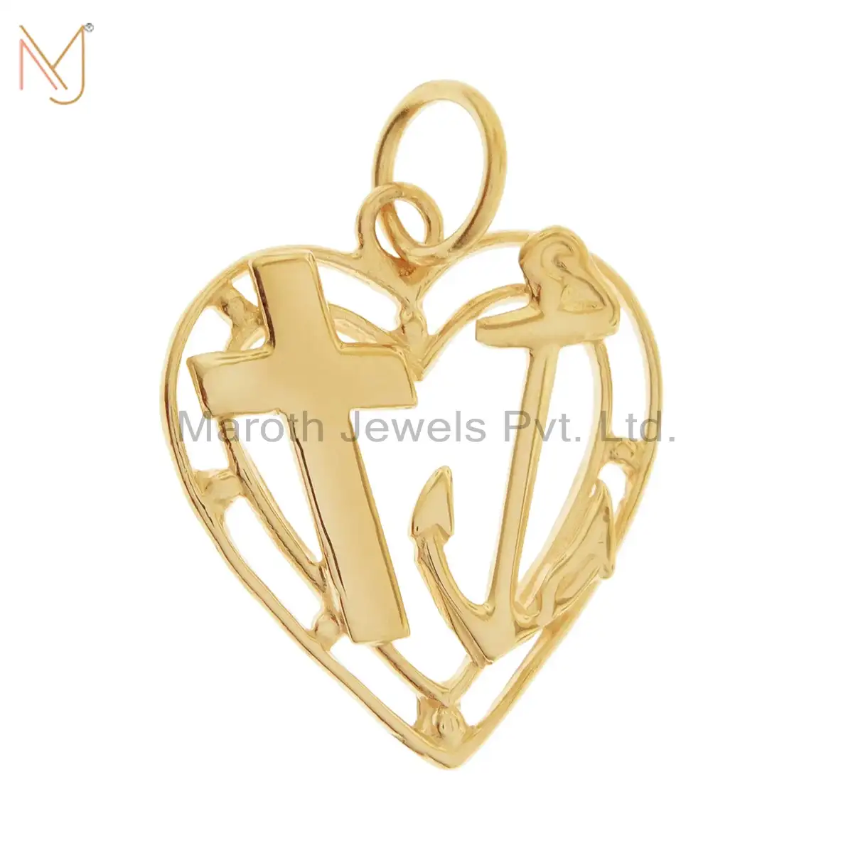 925 Silver Yellow Gold Love Hope Charity Heart Charms Pendant Jewelry Supplier