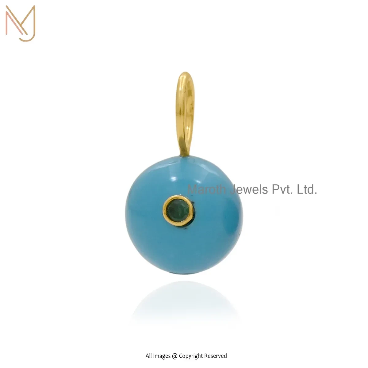 14K Yellow Gold Cubic Zircon & Rose Quartz Ball Pendant Manufacturer