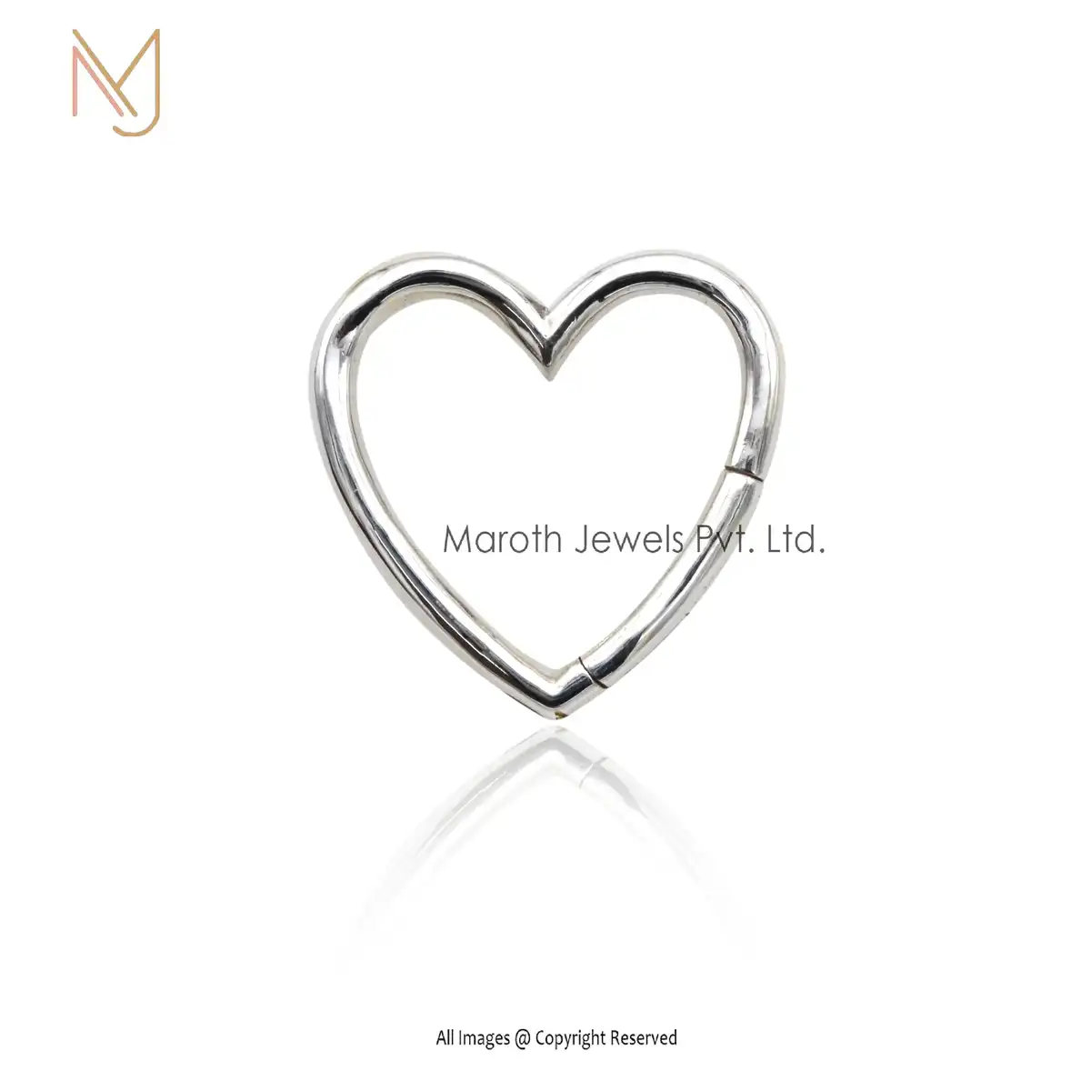 925 Sterling Silver White Gold Plated Heart Lock Charm Holder Custom Jewelry